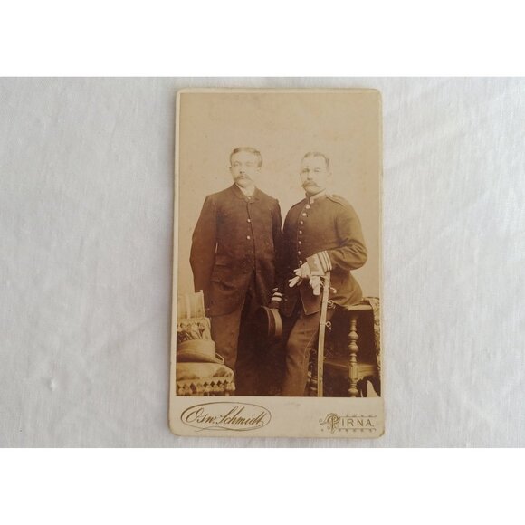 Antique CDV twin brothers, 1893 german photo Osw. Schmidt in Pirna, vintage - Picture 3 of 5
